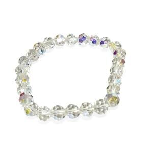 Aurora Borealis Beaded Stretch Bracelet Iridescent Faceted Glass Glam Sparkle